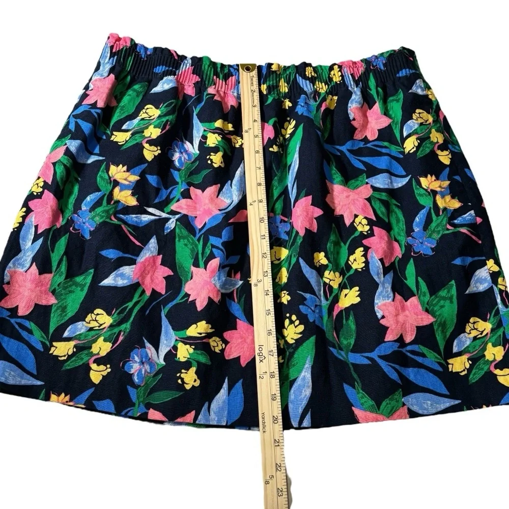 J. Crew Factory Linen Blend Floral Skirt Size 18 Pull-On Tropical Resort